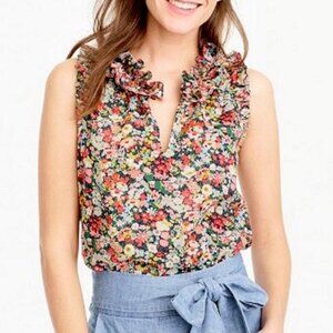 J. Crew Liberty Ruffle Sleeveless Top in Thorpe Floral, Size 6